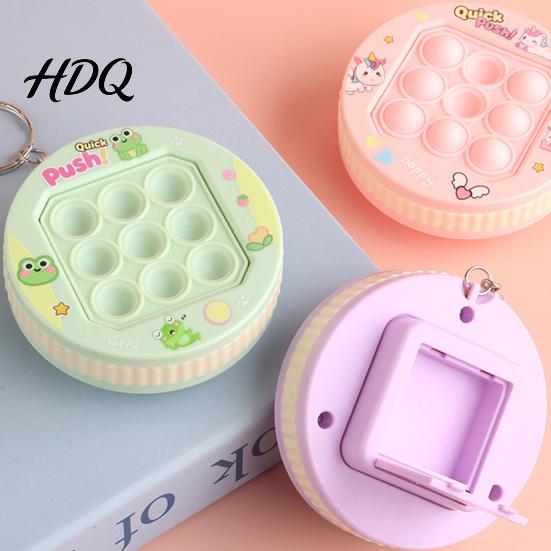Stress Relief Keychain Push Bubble Game Console Mini Popping Fidget Toy Machine Backpack Bag Purse Charm Party Favors