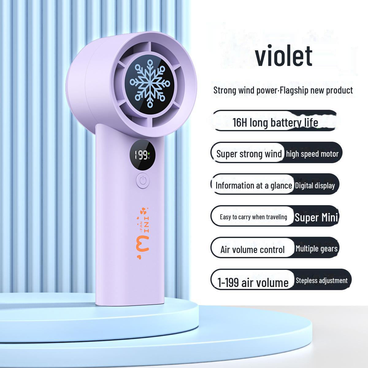 

2025 USB-перезаряжаемый портативный 100-скоростной безлистный мини-турбовентилятор