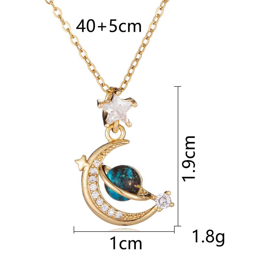Titanium Steel Star Necklace for Women Planet Moon Astronaut Pendant Necklaces Jewelry Gifts