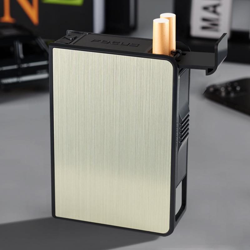 Men's Automatic Pop-Up Metal Cigarette Case - Holds 20 Sticks, Personalized Design, Portable and Creative Gift.