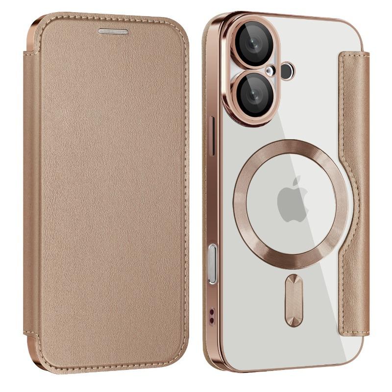 IPhone 16 Flip Leather Case Suitable for Apple 15 Promax Magnetic Phone Case 13 Electroplated Anti-fall Se4