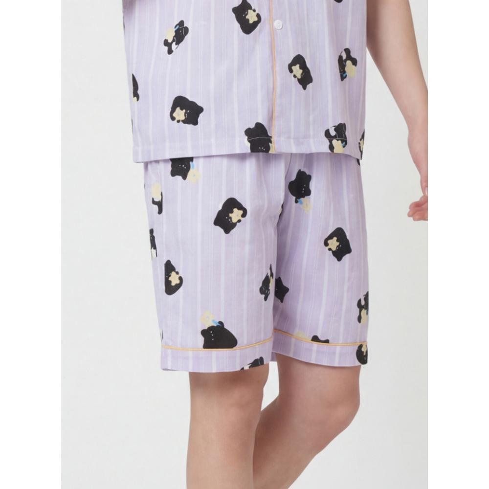 Daiso [public] Pattern Piping Shorts Pajamas Xl Purple