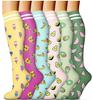 6-Pack Patterned Sports Compression Calf Socks for Running