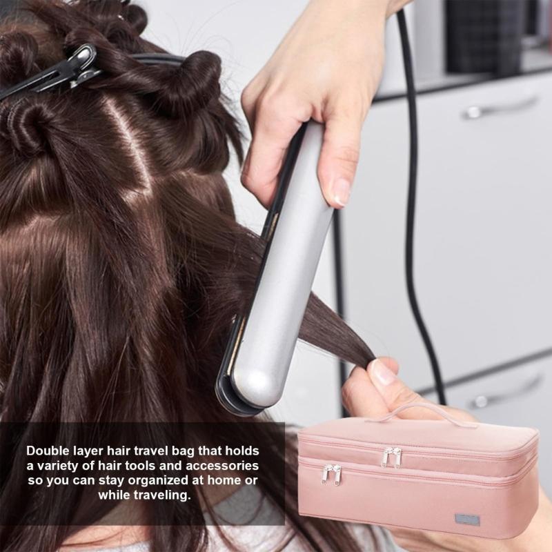 Portable Compact Blow Dryer Carrying Case With Double Layer Compartments Thickened EVA Protections Easy To Carry