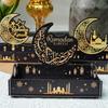 Organizer Star Moon Ramadan Wooden Tray Handmade Funny Middle Dessert Container Detachable Food Holder Islamic Muslim Party