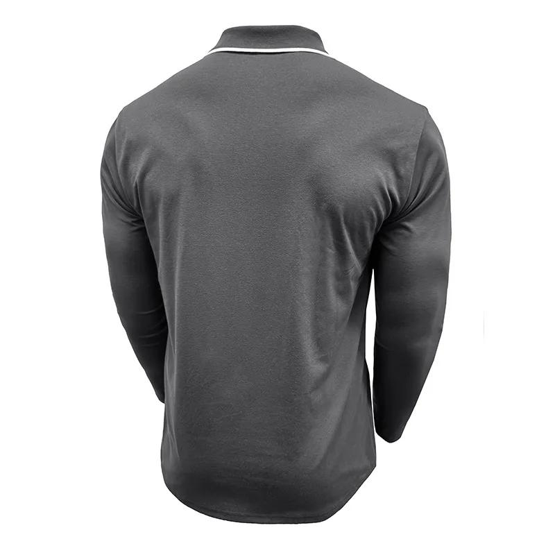 Casual Business Lapel Top Autumn and Winter Long-sleeved POLO Shirt Men's Lapel T-shirt Top Daily Wear Button
