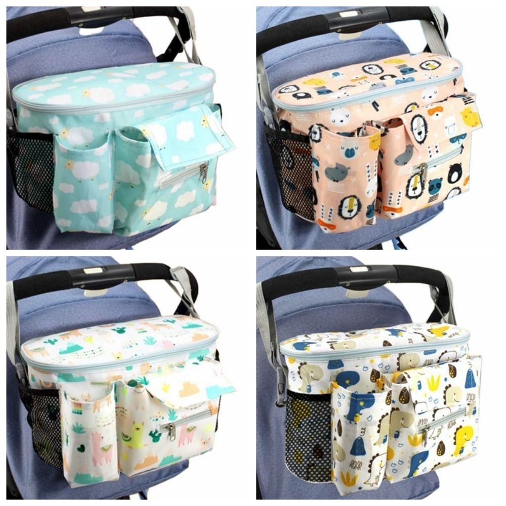 Large Capacity Cartoon Stroller Organizer Printed Hanging Carriage Bag Baby Stroller Bag  Travel