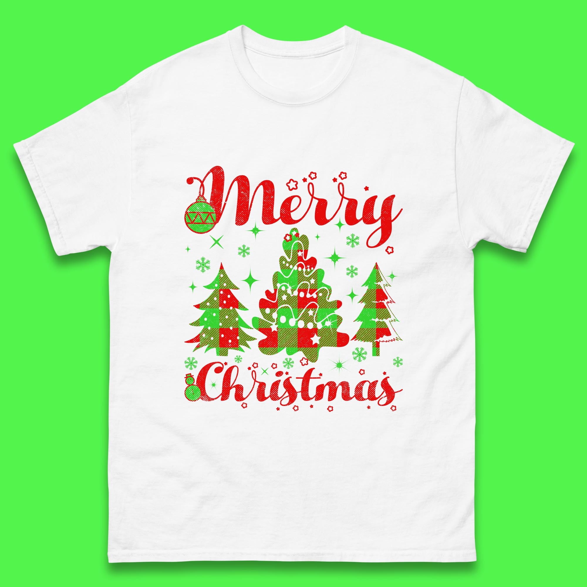 Merry Christmas Trees Mens T Shirt Womens Tops Tees Christmas Top S