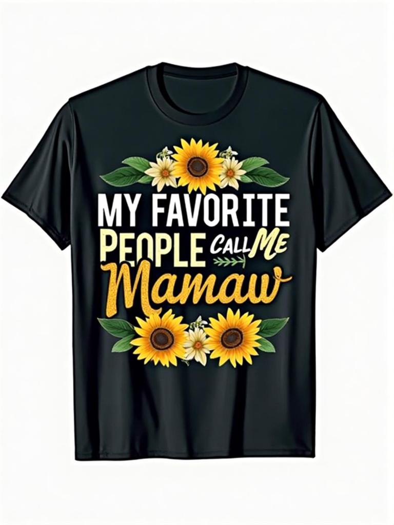 Unisex Mamaws Favorite Floral Crew Neck Tee Black Base With Floral Accents Sxxxl Great Gift For Mothers Day Christmas And Thanksgiving
