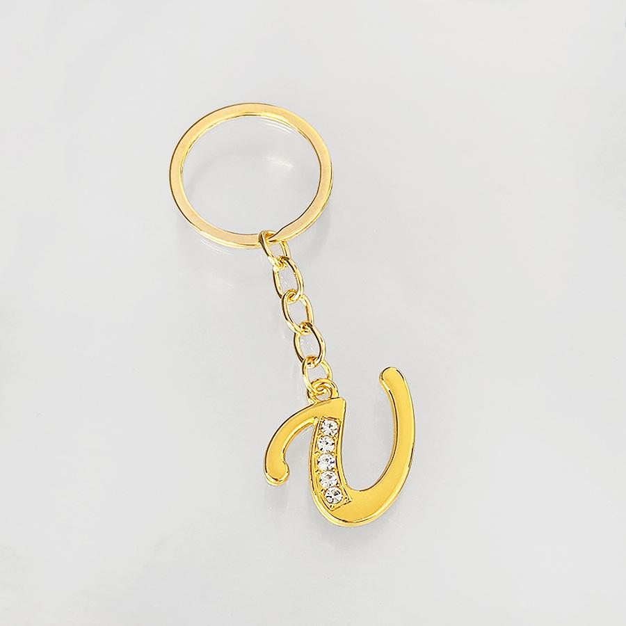 Creative Rhinestone Initials Metal Keychain – Korean Style Car Keyring Party Gift.