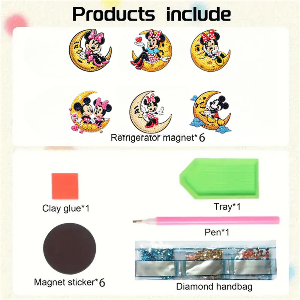 6pcs/Set Moon Above Series Diamond Painting Magnets for Refrigerator Diamond Art Fridge Magnets for Adults Diamond Art Refrigerator Magnets Kits