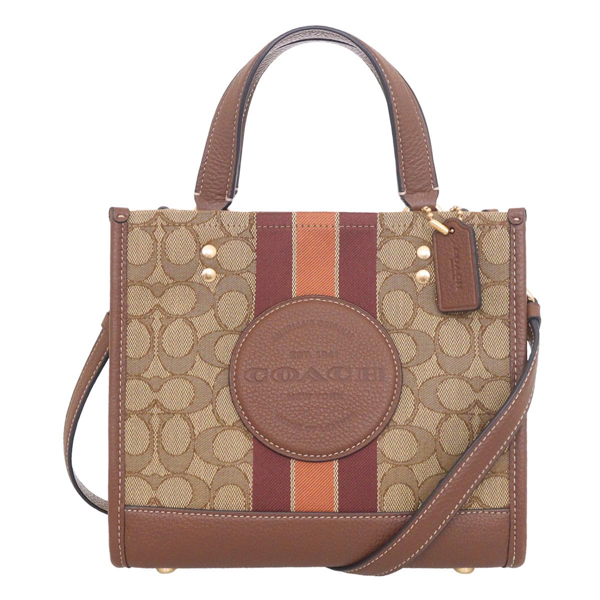 

Сумка FC8417 C8417 Khaki x Saddle Multi Signature Jacquard Stripe Logo Patch Dempsey Tote 22 [Coach] (Сумка) Жіночий [Аутлет] [Бренд] [Елемент]