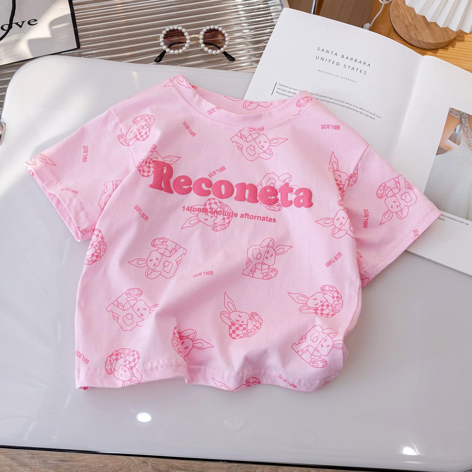 

Футболка с радужным принтом 2024: Летний топ с коротким рукавом из хлопка для девочки 110 cm