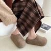 Autumn Winter Women's Mules Slippers Concise Round Toe Platform Flats Outdoor Slides Fashion Slip On Woolen Fabric Shoes