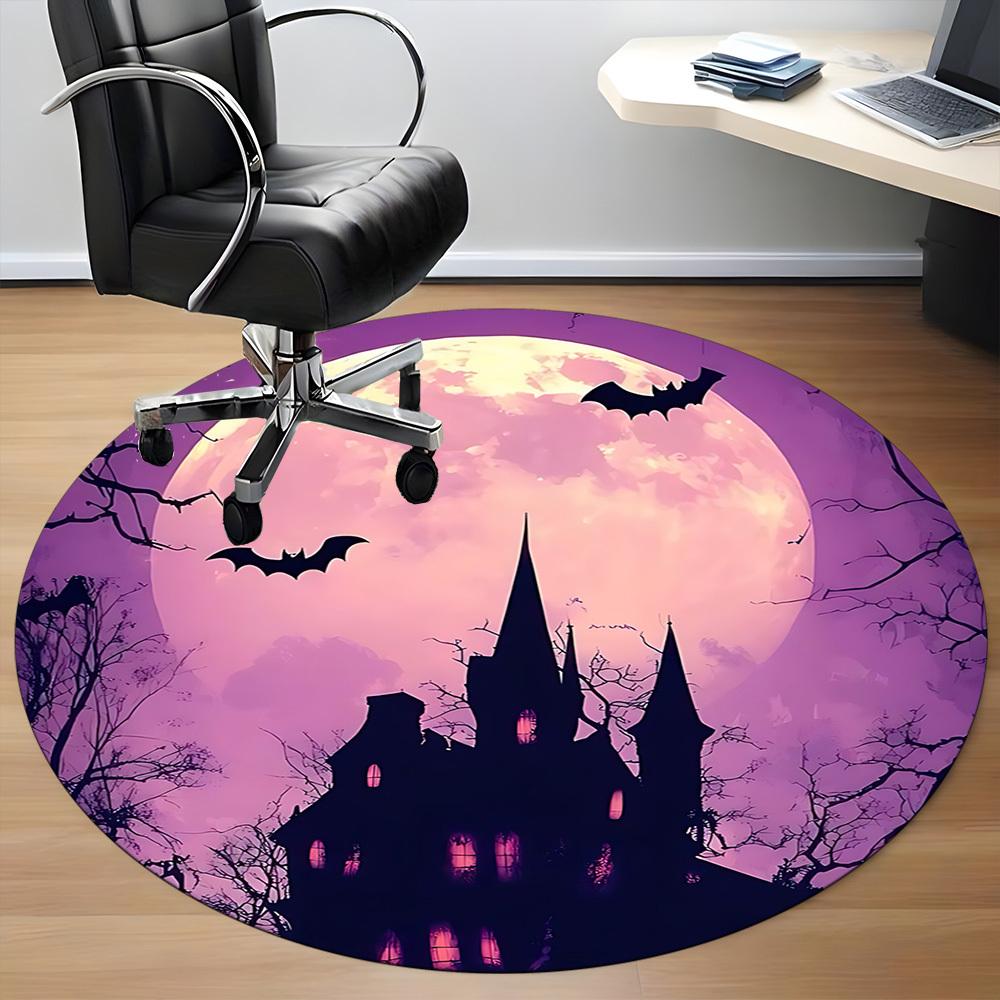 1PC Moon Castle Office Round Area Rug, Indoor Mat Suitable For Office, Under Office Chairs Bedroom Living Room Home Decor, Room Decos048