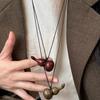 Retro Wooden Hip Flask Necklace: Versatile Choker & Sweater Chain Accessory for Women