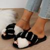 Fashion 2025 New Slippers Female Fluffy Band Slipper Autumn Winter Outdoor Fashion Sexy Light Flip Flops Soft Plush Flat Shoes