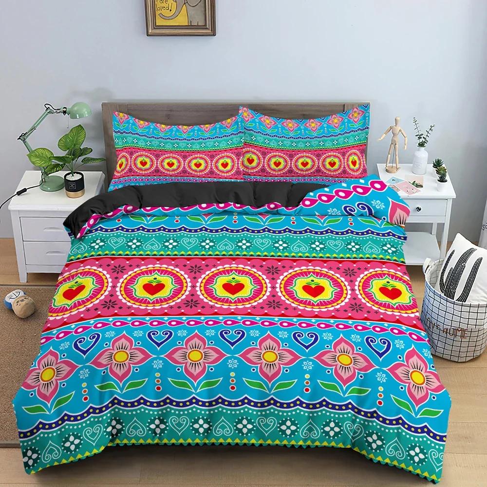 Böhmisches Bettwäscheset Ethnischer Stil Bettbezug Floral Steppdeckenbezüge Einzelbett Twin King Size Steppdeckenbezug Mit Kissenbezug 2/3-teilig