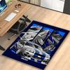 1pc Blue Race Car Rug, Comfortable Printed Home Area Carpet, Cozy Office Chair Rug