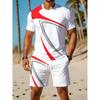 Men's O Neck Short Sleeved Shorts Set Summer Fashion Casual Sports Sets 3D Stripe Printed 2-piece Set