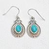 Natural Turquoise Earrings, Bohemian Earrings, 925 Sterling Silver Earrings, Oval Turquoise Earrings, Gift for Sister, Birthday Earrings