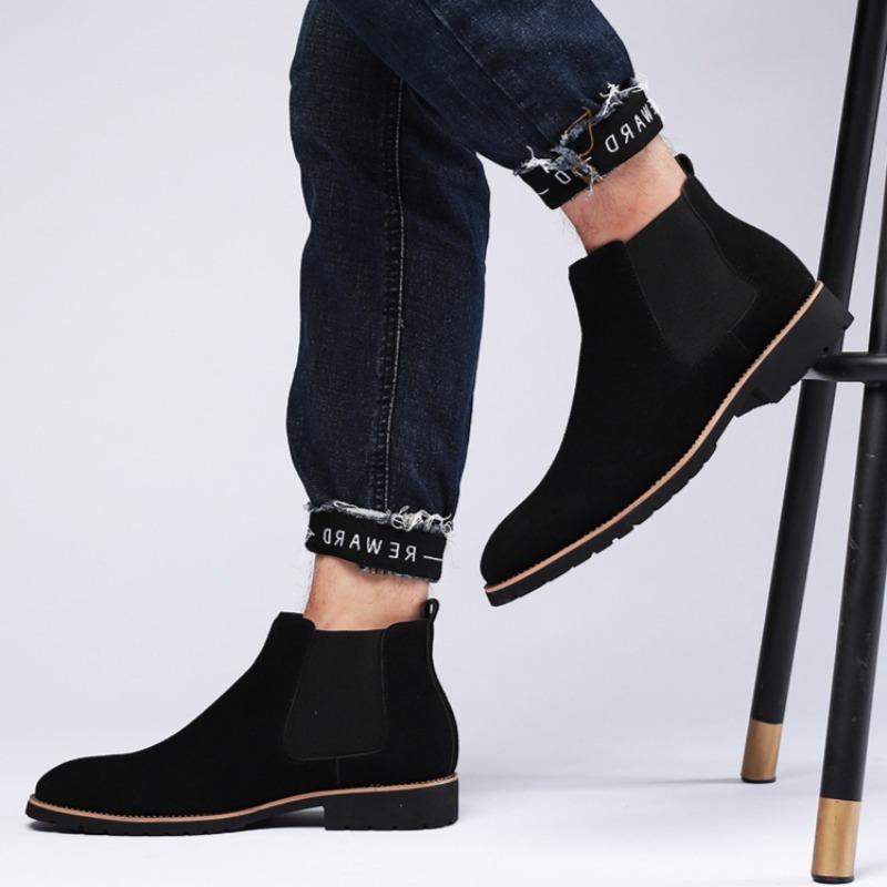 Men Ankle Boots British Style Suede Leather Boot Fashion Chelsea Boots for Men Business Dress Boots High Top Casual Booties 2025