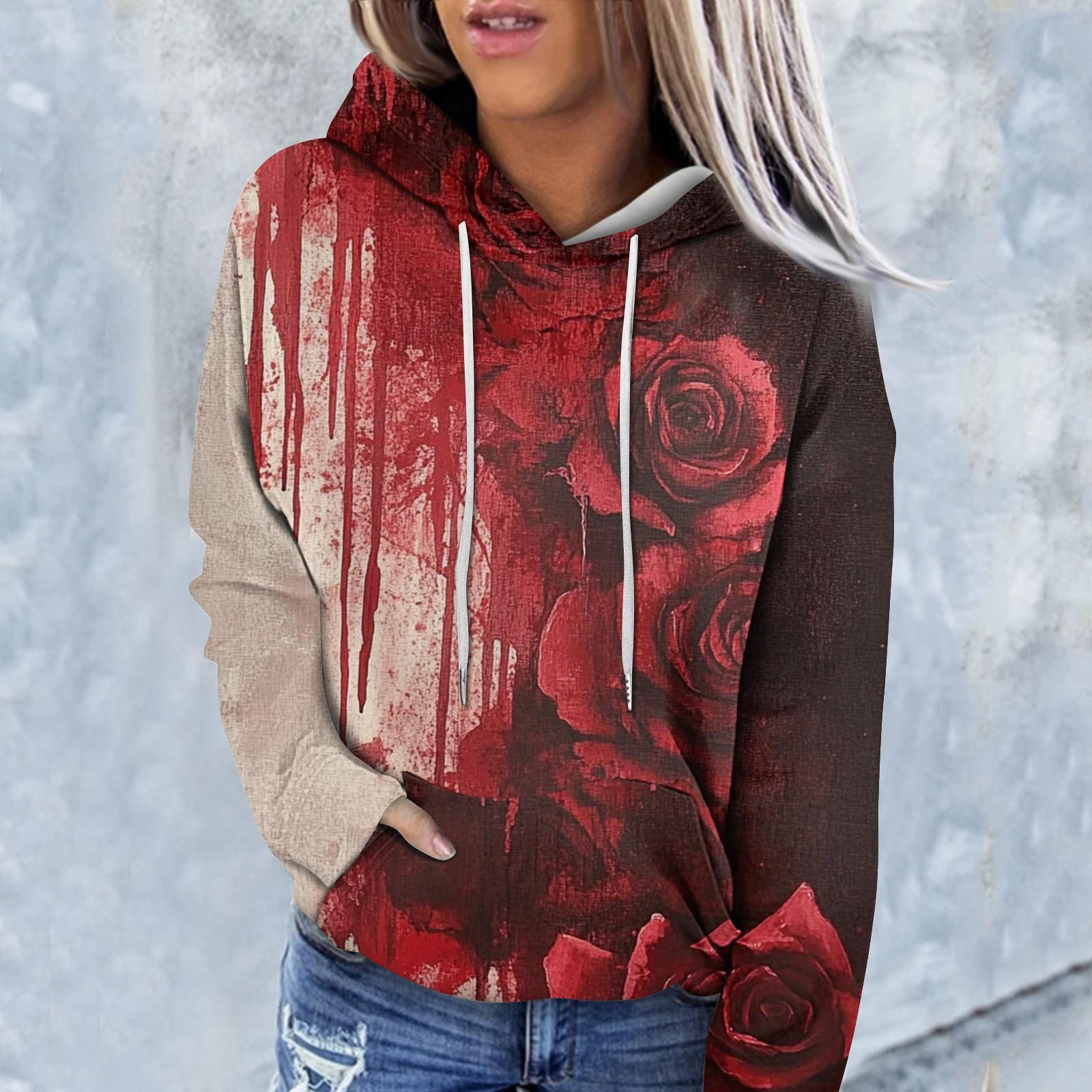 

Женские толстовки с капюшоном, одежда для девочек-подростков, повседневный свитер, пуловер с карманами на Хэллоуин XL