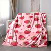 1pc Strawberry Heart Lightweight Flannel Blanket, Comfortable and Warm Blanket, for Office and Camping Sofa Bed037