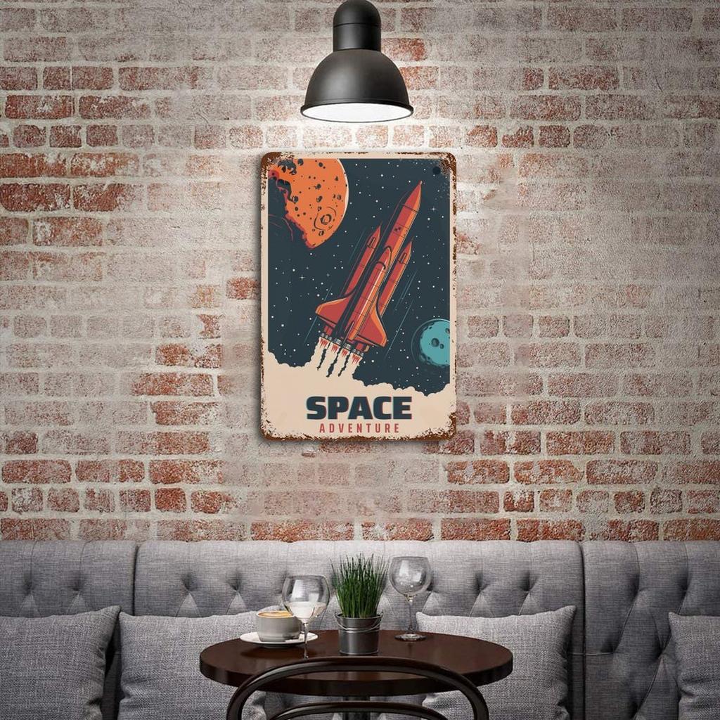 1PC Vertical Rustic Patina Tin Wall Plate, Antique Metal Poster, 20x30cm or 30x40cm, Vintage Display for Cafe Bar Garage Home or Office Decor