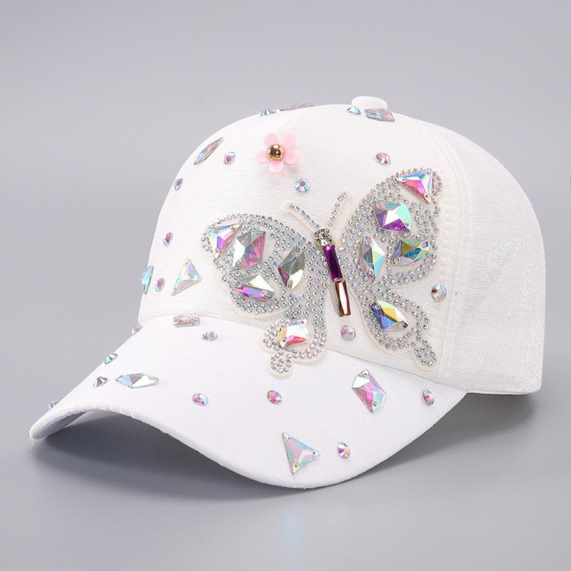 Butterfly Glitter Baseball Cap With Adjustable Strap For Fashionable Women 2024