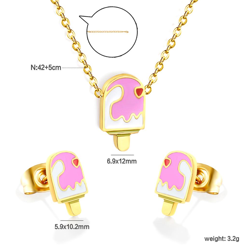 Sweet Strawberry Fruit Drip Oil Necklace Earrings Jewelry Set Cute Gift For Women Girls