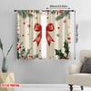 2pcs,2D Plane Printing Pattern Curtains Christmas Ornaments Red Bow Watercolor (3) Polyester Fabric (without Rod) Holiday Ldeal