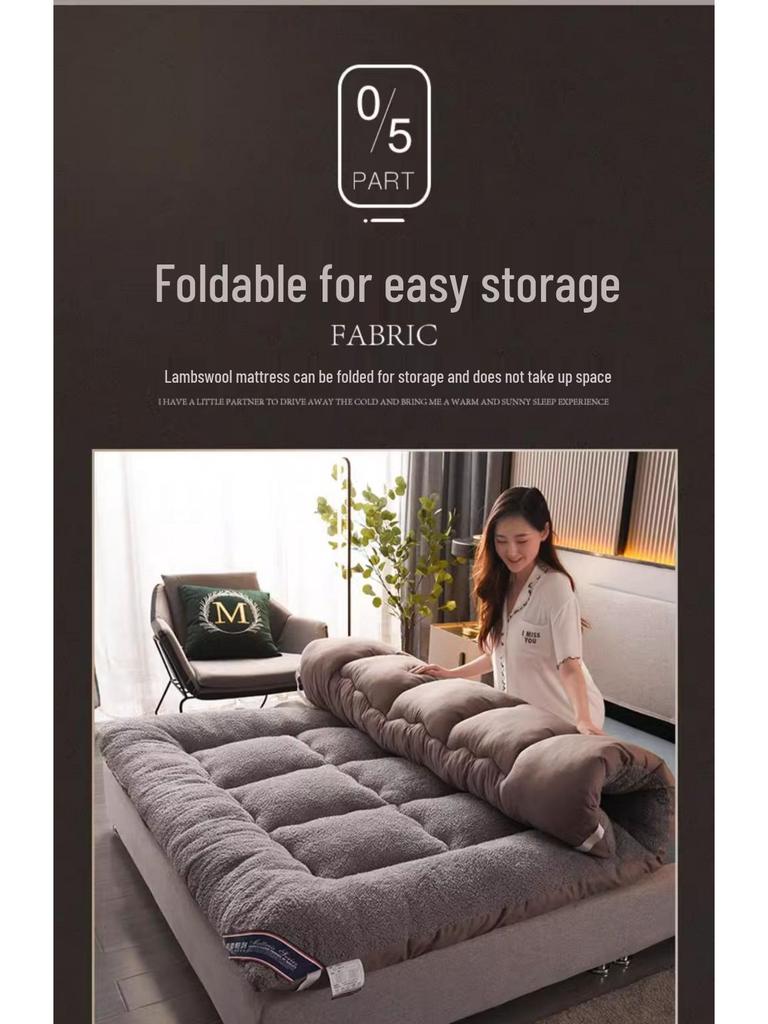 Enhanced Lambswool Mattress Topper for Double Bed - Thick Tatami Protector (1.5m x 1.8m)