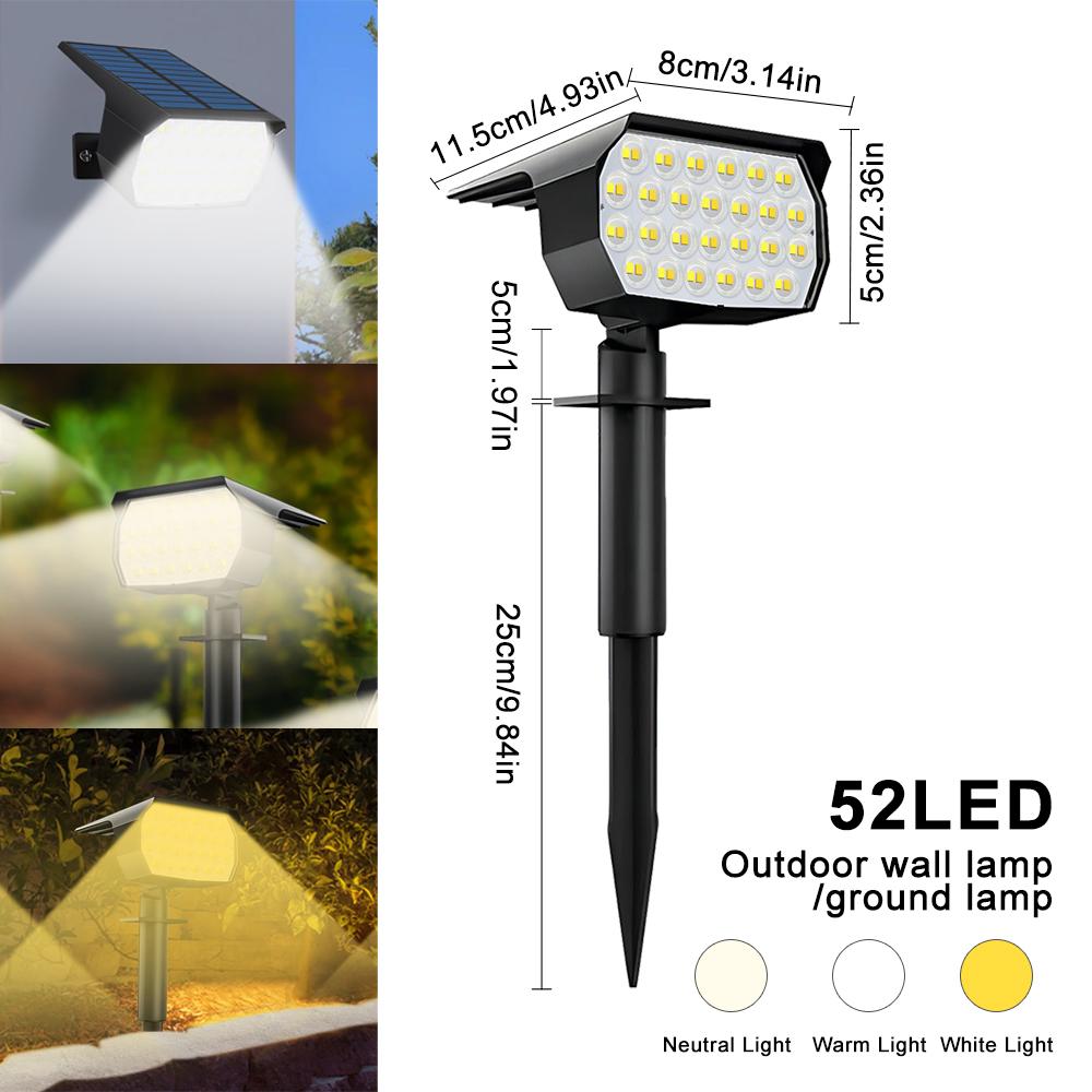 92 LED Solar Lawn Lights Landscape Spotlights Garden Solar Spot Lights Bright Warm/White 2 Lighting Color Adjustable Walkway