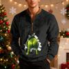Herren Casual Reißverschluss-Sweatshirt mit Weihnachtsdruck für die Feiertagsparty und den Winter
