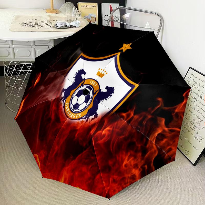 Dynamic Qarabag Crest Design Automatic Folding Umbrella - 8-Rib Travel Umbrella with Auto Open/Close & Portable Gifts for Holidays or Birthdays