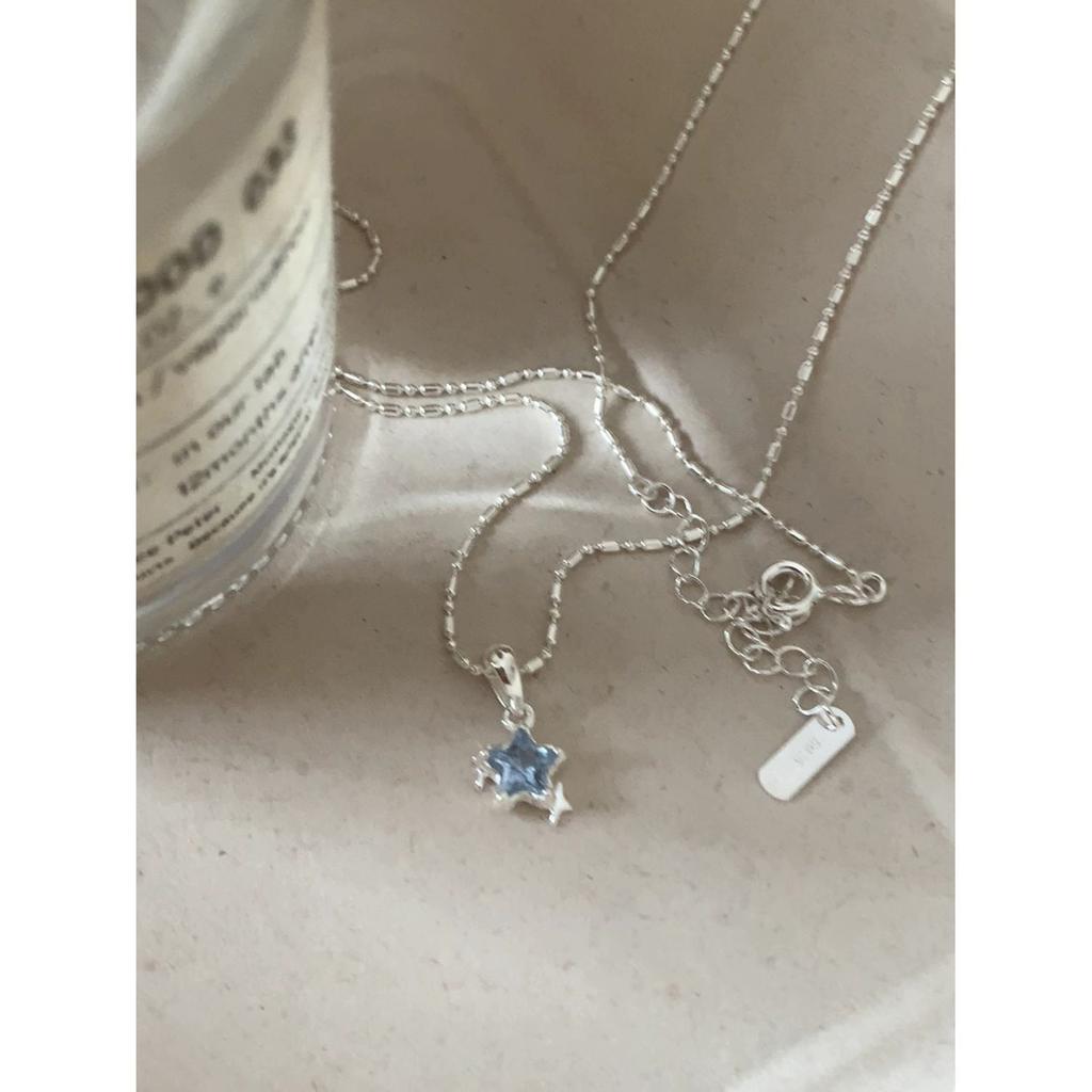 Blue Zircon Star Necklaces For Women Girl Korean Fashion Clavicle Chain New Year Jewelry Gift Party Birthday