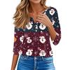 Women's T Shirt Tee Christmas Printed Button 3/4 Sleeve Tunic Daily Weekend Fashion Basic V- Neck Regular Top