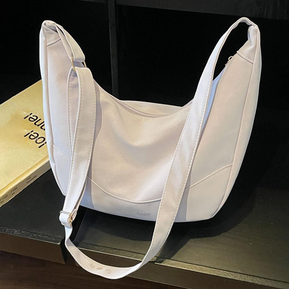 Fashion Casual PU Leather Shoulder Bag Large Capacity Zipper Commuting Bag Underarm Bags