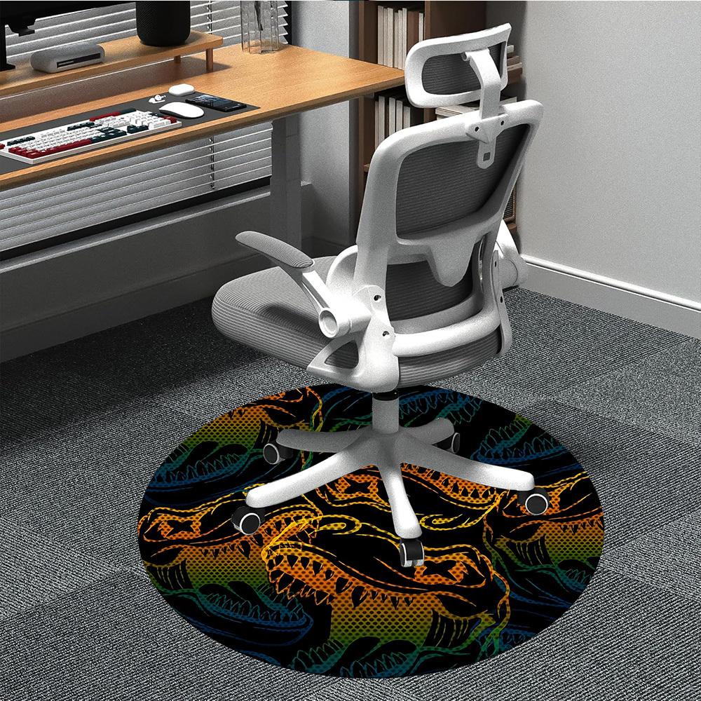 

1PC Dinosaur Pattern Office Round Area Rug, Mat Suitable For Office, Under Office Chairs Bedroom Living Room Home Decor, Room Deco 80cm