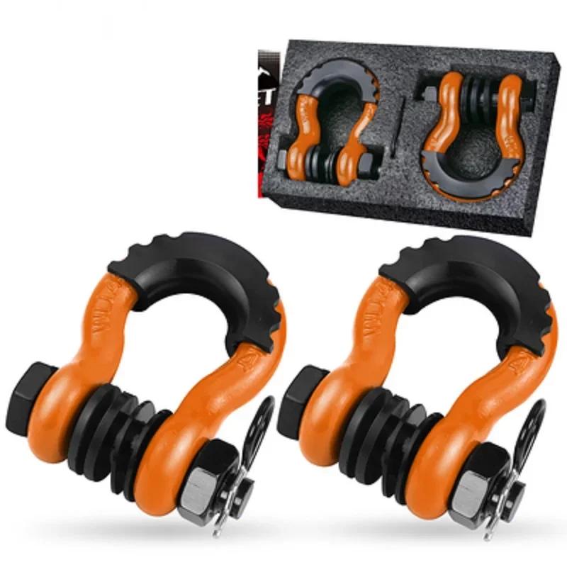 3/4 Zoll, 2 Stück, 19 Tonnen, U-Typ, robust, gesenkgeschmiedet, D-Ring-Schäkel, U-Haken, Schlaufenhaken, Anhängerseil, Auto, SUV, Modifikation