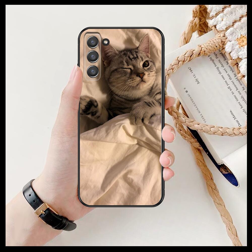 Funny Cartoon Cat Phone Cover Hull For SamSung Galaxy S6 S7 S8 S9 S10E S20 S21 S5 S30 Plus S20 Fe 5G Lite Ultra Edge