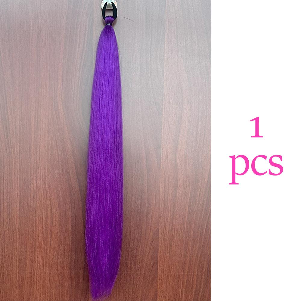 

Synthetic Colorful Ponytail Extension 2Pcs Long Straight DIY Braided Pony Tail Hairpiece with Rubber Band Women Hair/.,\ ;\ 24inches