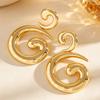 Double Spiral Swirl Drop Earrings Silver Tone Chunky Geometric Statement Earrings for Women
