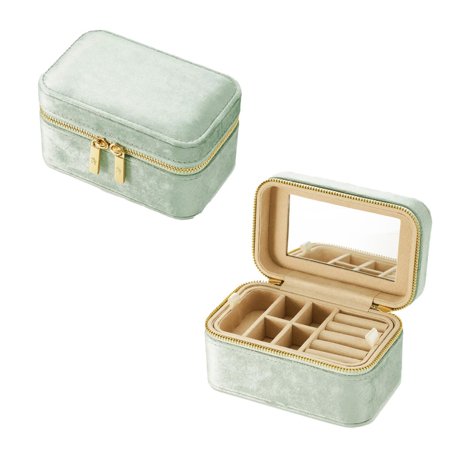 

Official Jewelry Pouch with Accessory 112349999901 4℃ (Yondoshi) Mirror, Green, Storage, Portable, Travel, Gift, зелений