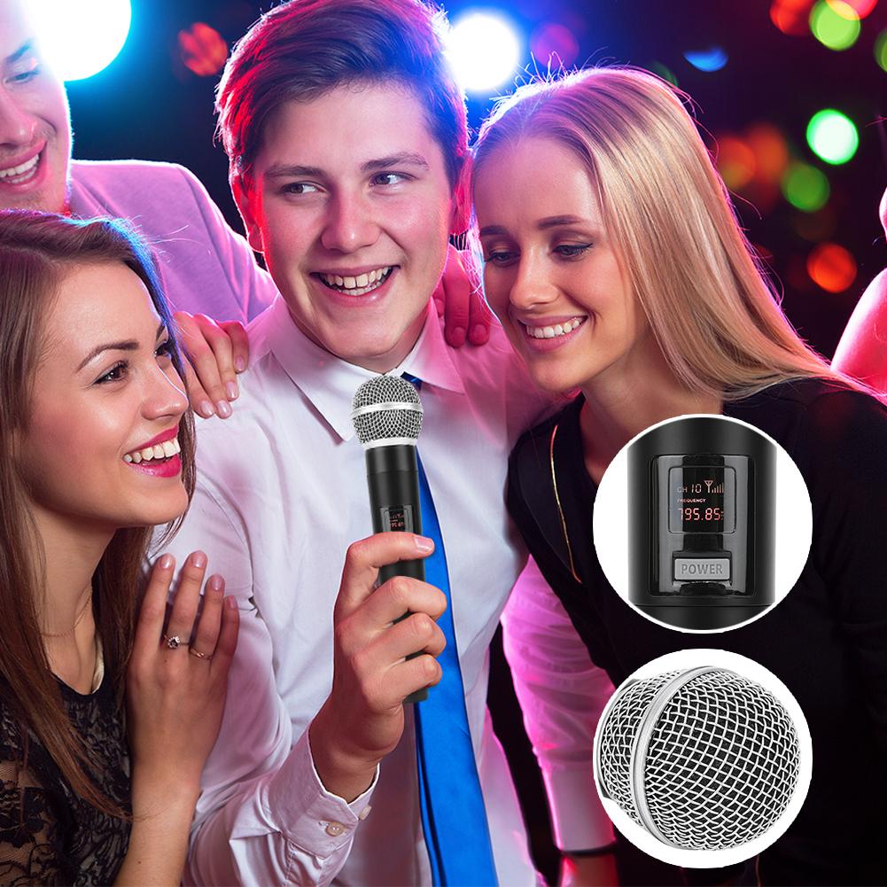 Handheld Microphone with One-to-Two Chip Connection Karaoke Microphones Plug and Play for Church Party Meeting Speech