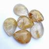 Naturliga Guld Rutil Tårdropps Cabochoner - Högkvalitativa Polerade Rutil Kvarts Päronformade Stenar