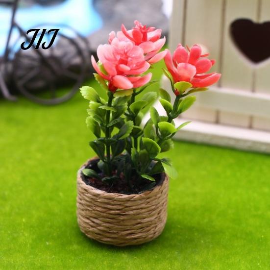 Mini Fake Flowers for Desk Artificial Plants with Vase, Small In Handwoven Seagrass Indoor Greenery Baskets, Realistic Faux Floral Arrangement