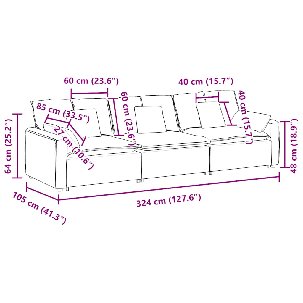 Modular Sofa with Cushions Blue