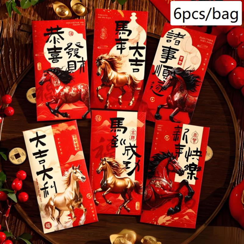2026 Year Of The Horse Folding Red Envelope Cartoon Pattern Traditional Money Envelope Festival Hongbao Chinese New Year